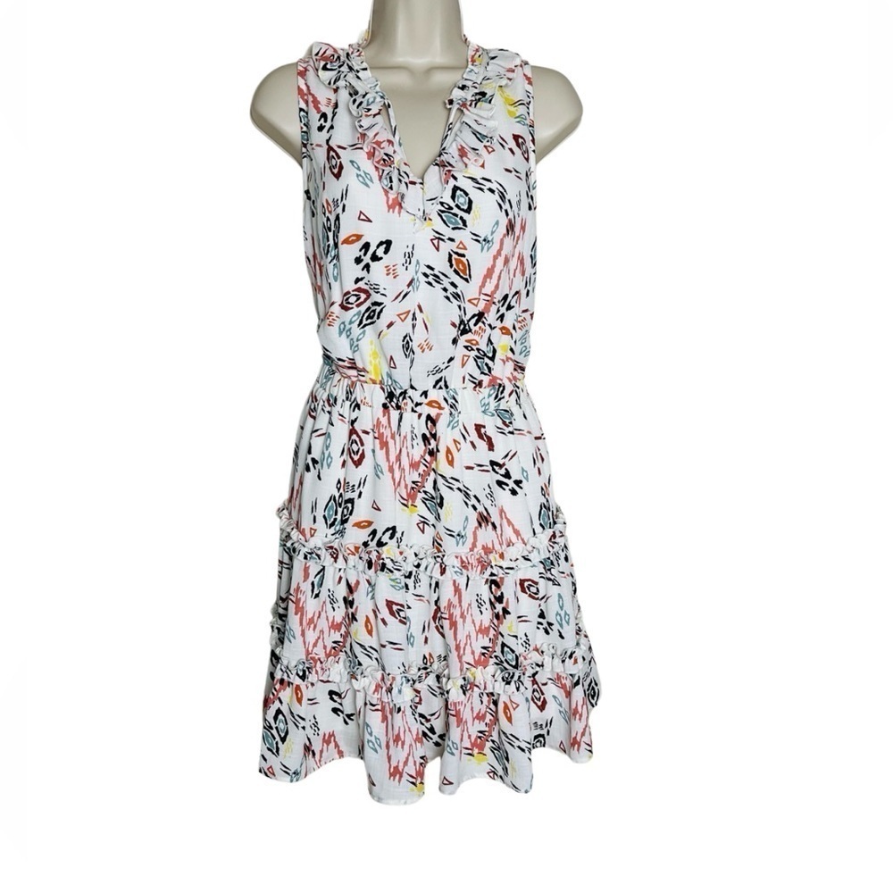 Hummingbird Womens Tiered Ruffle Dress Size S Tie Neck Western Bohemian - Picture 3 of 11